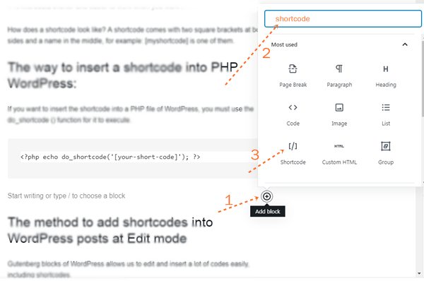 add shortcode wordpress post