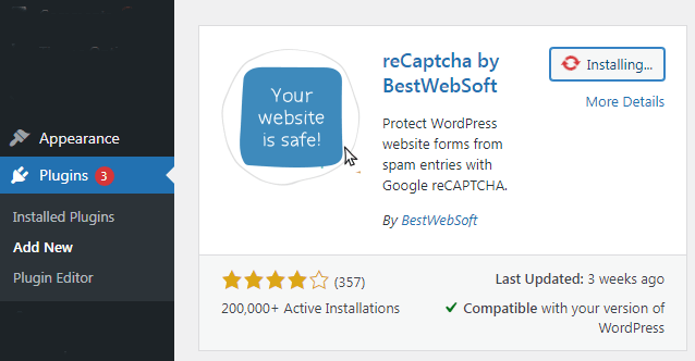 install google captcha plugin